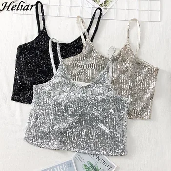 HELIAR Women Sexy Spaghetti Camis Female Sequined Silver Tank Tops Shining Hot Crop Top Night Club Bodycon Camisouls Summer 2019
HELIAR Women Sexy Spaghetti Camis Female Sequined Silver Tank Tops Shining Hot Crop Top Night Club Bodycon Camisouls Summer 2019