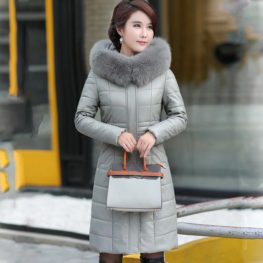 

Plus Size 7XL 8XL Thicken Winter Jacket Women Fur Collar Hooded White Duck Down Coat Warm Jacket Women Slim Long Parka Yp1251