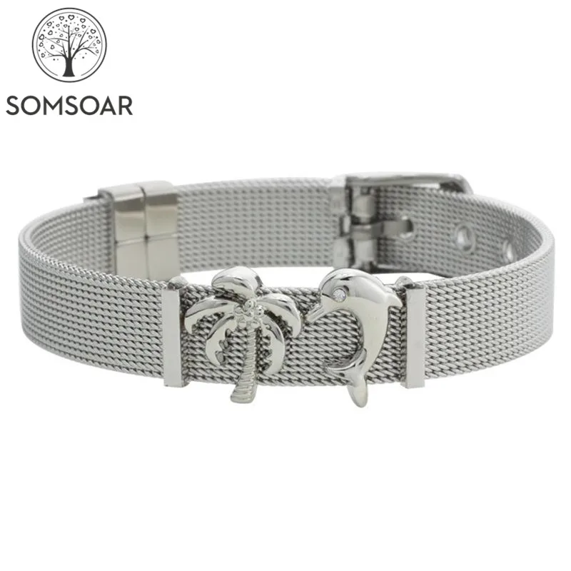 Dropshipping Somsoar Jewelry Silver Stainless Steel Mesh Charms Bracelet BEACH GIRL MESH ARMBAND Bracelet Bands as Beach wind
Dropshipping Somsoar Jewelry Silver Stainless Steel Mesh Charms Bracelet BEACH GIRL MESH ARMBAND Bracelet Bands as Beach wind