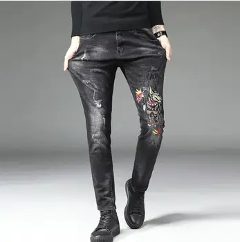 Mens Embroidery Wolf Disstressed Hole Skinny High Stretch Black Denim Jeans #9013
Mens Embroidery Wolf Disstressed Hole Skinny High Stretch Black Denim Jeans #9013