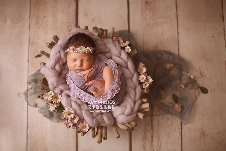 newborn baby photography wooden basket
