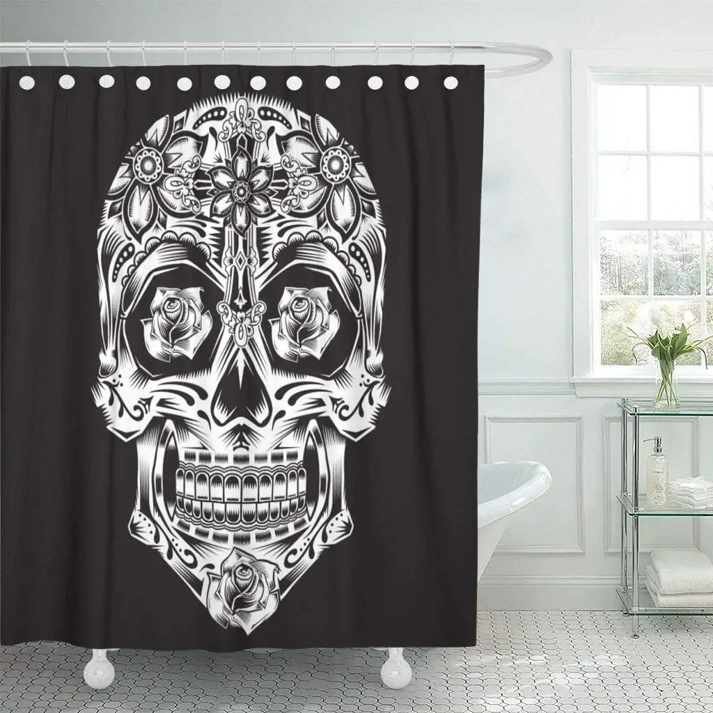 Eco-friendly Shower Curtain with Hooks Tattoo Skull Flowers Graphics Bandana Tatoo Rose Hipster Eyes Dotwork Detailed
Eco-friendly Shower Curtain with Hooks Tattoo Skull Flowers Graphics Bandana Tatoo Rose Hipster Eyes Dotwork Detailed