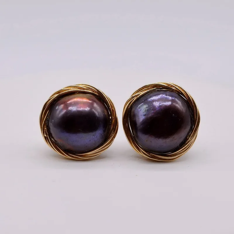 Brown pearl earrings. Natural baroque pearl. Handmade. Lady gold earrings. free delivery
Brown pearl earrings. Natural baroque pearl. Handmade. Lady gold earrings. free delivery