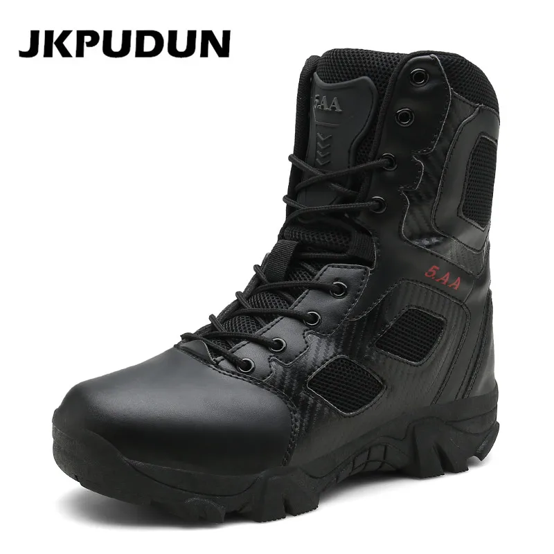 JKPUDUN Military High Ankle Boots Men Genuine Leather Casual Safety Work Shoes Men Army Tactical Hunting Boots Black Askeri Bot
JKPUDUN Military High Ankle Boots Men Genuine Leather Casual Safety Work Shoes Men Army Tactical Hunting Boots Black Askeri Bot
