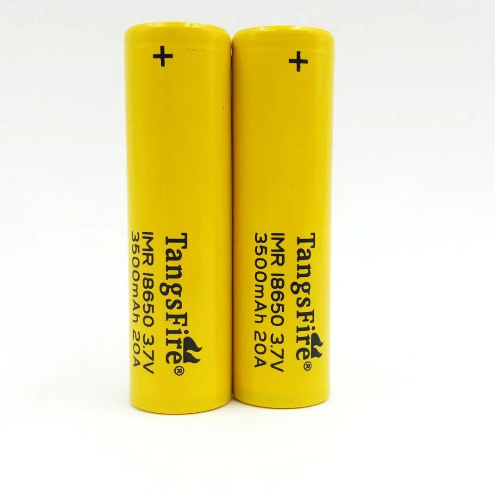 TangsFire 2PCS 18650 IMR Li-ion Battery 20A 3.7V 3500mAh High Drain Rechargeable Battery For Electronic Cigarettes Flat Top 
TangsFire 2PCS 18650 IMR Li-ion Battery 20A 3.7V 3500mAh High Drain Rechargeable Battery For Electronic Cigarettes Flat Top