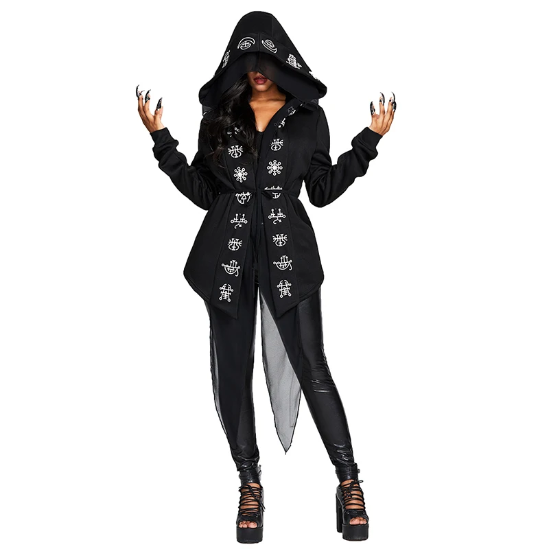 Rosetic Gothic Long Coat Women Casual Top Autumn Fashion Color Block Printed Slim Female Black Hooded Outerwear Coats
Rosetic Gothic Long Coat Women Casual Top Autumn Fashion Color Block Printed Slim Female Black Hooded Outerwear Coats