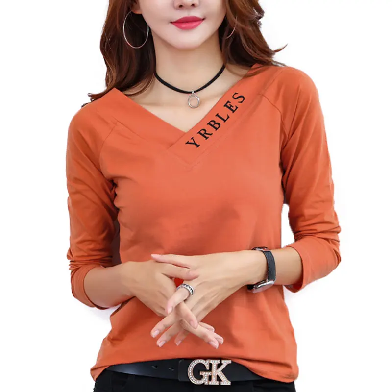 Volocean 2019 Autumn Letter Woman T Shirt T-shirts For Women Solid Female Winter T-shirt Button V-neck Top Tee
Volocean 2019 Autumn Letter Woman T Shirt T-shirts For Women Solid Female Winter T-shirt Button V-neck Top Tee