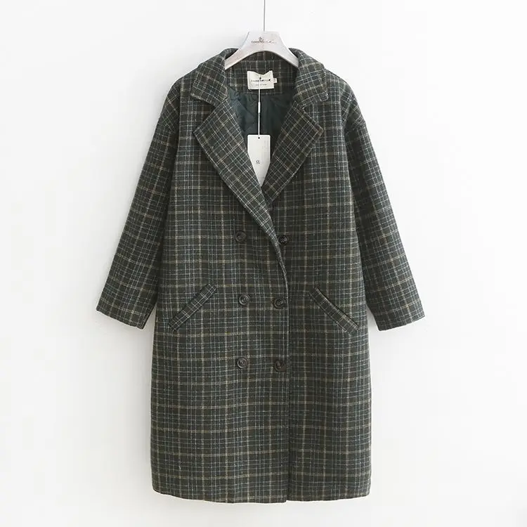 New Plaid Long Wool Blend Ladies Coat Double Breasted Women's Jacket Turn-down Collar Korean Womens Fashion Coat
New Plaid Long Wool Blend Ladies Coat Double Breasted Women's Jacket Turn-down Collar Korean Womens Fashion Coat
