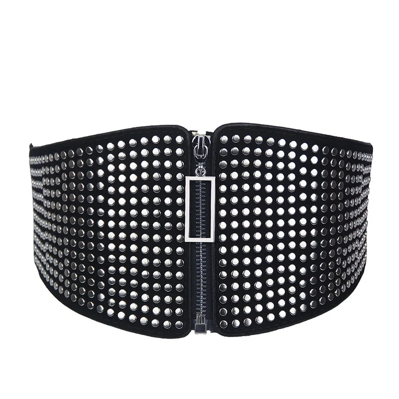 Elastic Waist Bandage Vintage Wild Waist Belt Ladies' Decorative Wide Black Faux Leather Punk Retro Rivet Compote Belt 904-A984
Elastic Waist Bandage Vintage Wild Waist Belt Ladies' Decorative Wide Black Faux Leather Punk Retro Rivet Compote Belt 904-A984