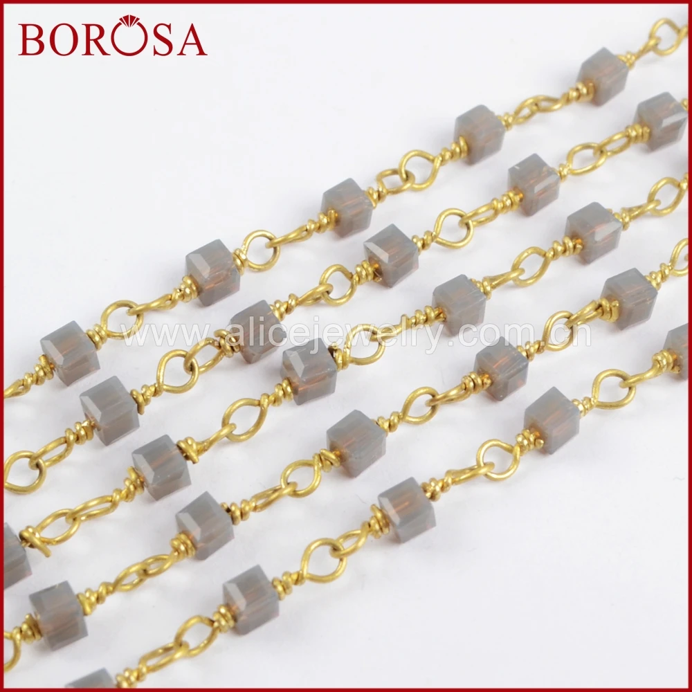BOROSA 5Meters Brass Chains Square Gray Quartz Beads Rosary Chain Fashion Beaded Chains for Jewelry DIY JT217
BOROSA 5Meters Brass Chains Square Gray Quartz Beads Rosary Chain Fashion Beaded Chains for Jewelry DIY JT217