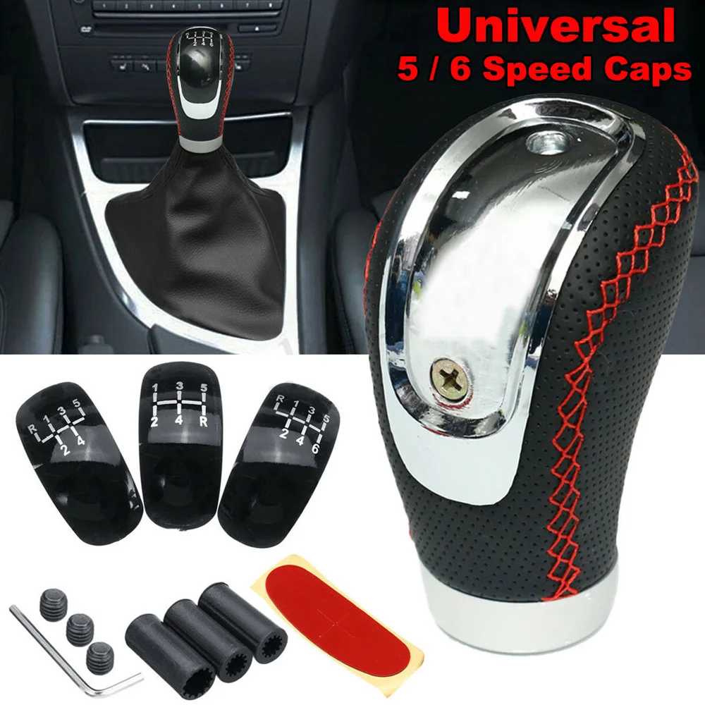 Universal 5/6 Speed 3 Caps Car Auto Black PU Leather Gear Shift Shifter Lever Manual Knob Stick Replacement For All Models
Universal 5/6 Speed 3 Caps Car Auto Black PU Leather Gear Shift Shifter Lever Manual Knob Stick Replacement For All Models