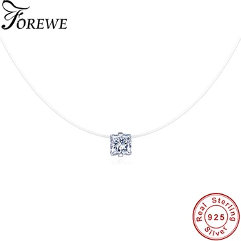 FOREWE Transparent Invisible Fishing Line Chain Necklace 925 Sterling Silver CZ Square Pendant Necklaces for Women Jewelry 2018
FOREWE Transparent Invisible Fishing Line Chain Necklace 925 Sterling Silver CZ Square Pendant Necklaces for Women Jewelry 2018
