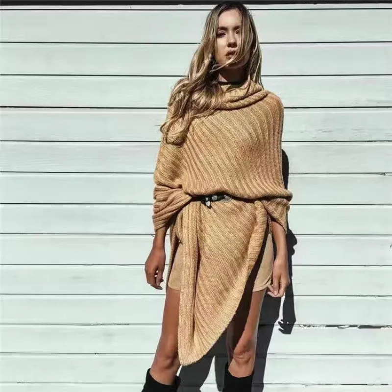 Women's Oversize Sweaters irregular Turtleneck Cape Shawl Coat Batwing Sleeved Long Pullover Casual Knitted Shirts Tops 2018
Women's Oversize Sweaters irregular Turtleneck Cape Shawl Coat Batwing Sleeved Long Pullover Casual Knitted Shirts Tops 2018