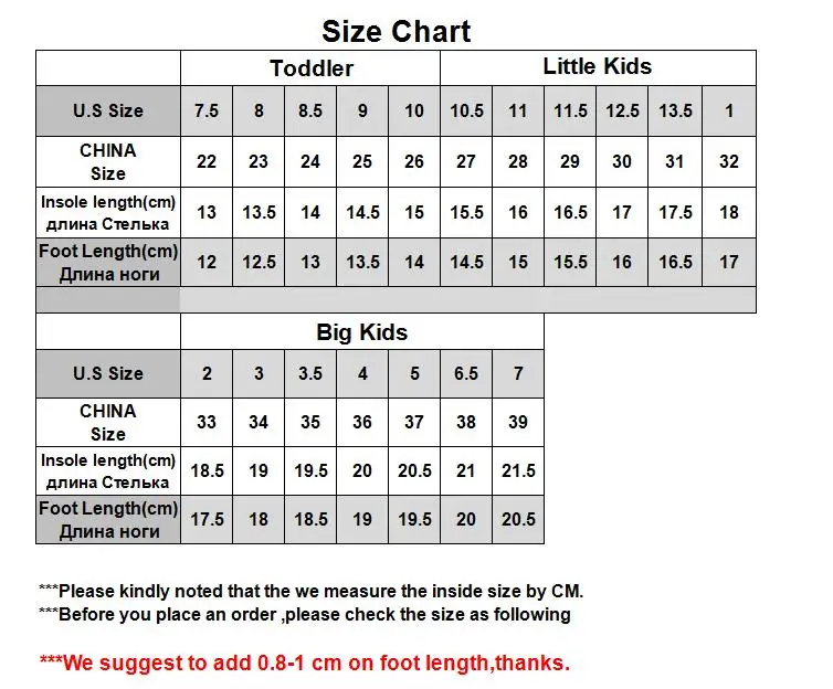 Toddler Shoe Sock Size Chart