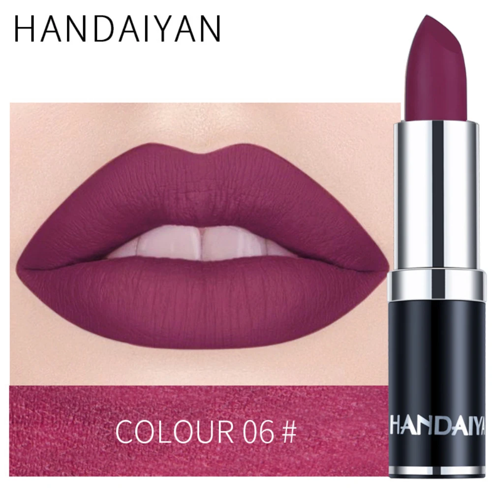HANDAIYAN Lipstick Matte Waterproof Velvet Lip Stick 12 Colors Sexy Red Purple Pigments Makeup Matte Lipsticks Beauty Lip TSLM2
HANDAIYAN Lipstick Matte Waterproof Velvet Lip Stick 12 Colors Sexy Red Purple Pigments Makeup Matte Lipsticks Beauty Lip TSLM2