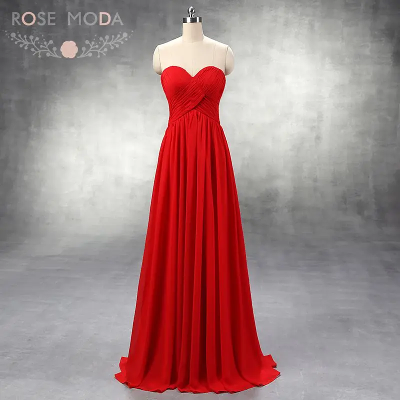 High Quality Strapless Sweetheart Neck Red Chiffon Empire Bridesmaid Dress Floor Length Formal Dress Custom Made Real Photos
High Quality Strapless Sweetheart Neck Red Chiffon Empire Bridesmaid Dress Floor Length Formal Dress Custom Made Real Photos