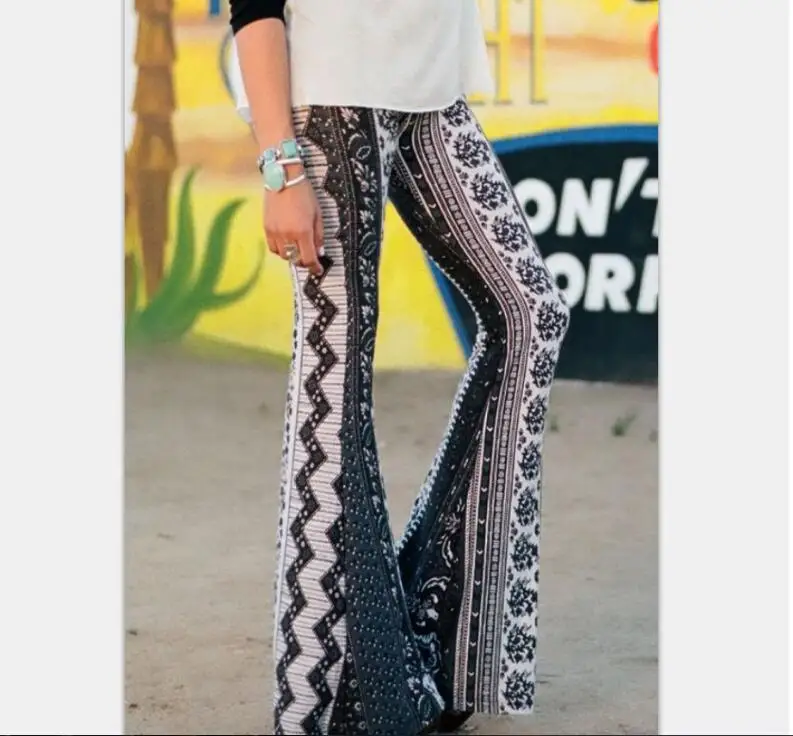 

Vintage Flare Pants Women Bohemian Fashion Loose Long Pant Tribal Print Wide Leg Trousers Bell Bottom Leggings Hippie Pants