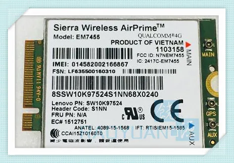 Фото 4G LTE WWAN карта для Sierra Wireless Airprime EM7455 GOBI6000 FRU:S1NN Lenovo X270 T470 T470S T470P P51 P71 - купить