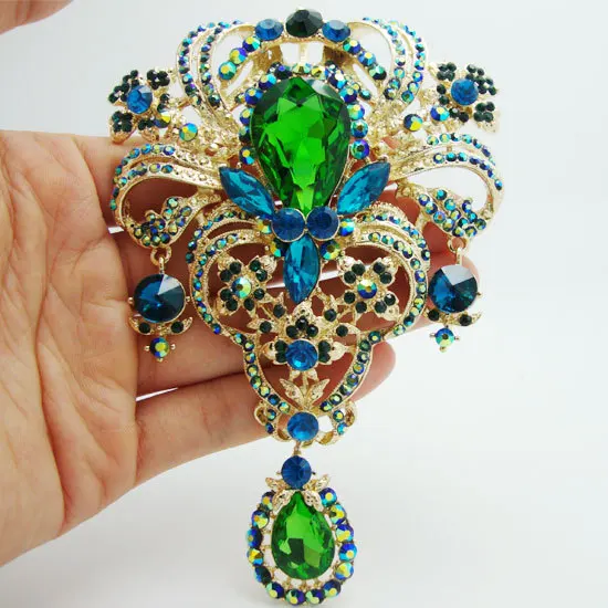 5.04" Fashion Style Flower Drop Gold-Tone Brooch Pin Pendant Green Rhinestone Crystal
5.04" Fashion Style Flower Drop Gold-Tone Brooch Pin Pendant Green Rhinestone Crystal