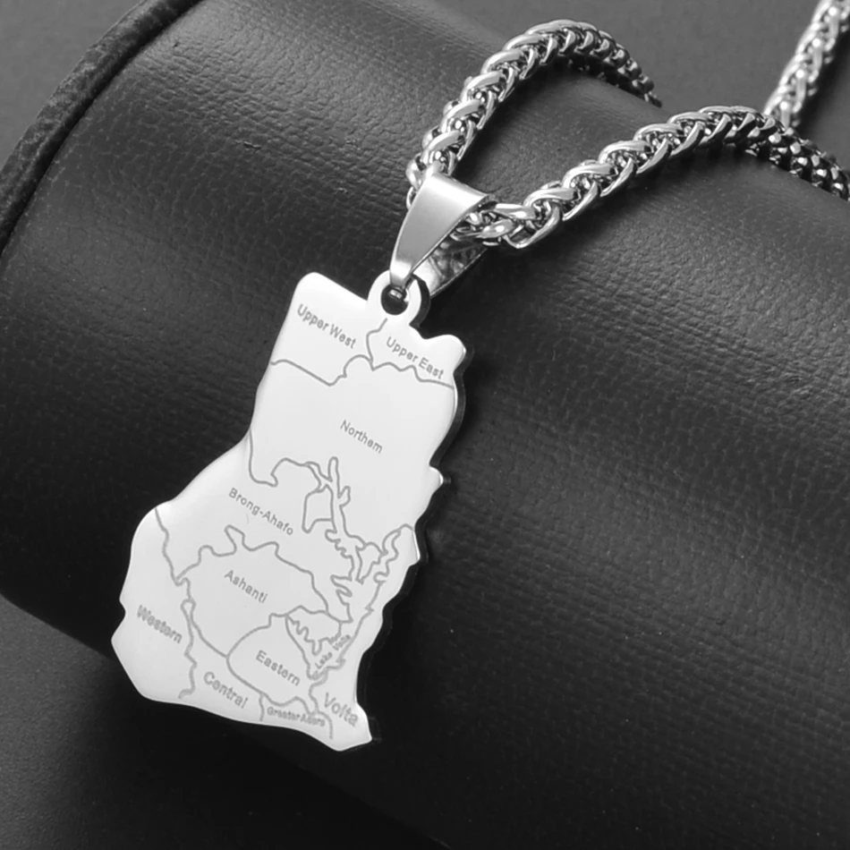 Anniyo Silver Stainless Steel Ghana Map With City Name of Pendant Necklaces for Men Women Ghanaian Jewelry Ethnic Gifts #052621
Anniyo Silver Stainless Steel Ghana Map With City Name of Pendant Necklaces for Men Women Ghanaian Jewelry Ethnic Gifts #052621
