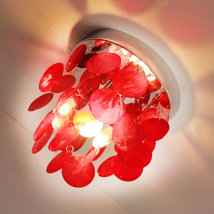 

Sea rock shells 20cm red/white/pink/purple/yellow E27 Modern brief fashion shell balcony ceiling light lamp lighting FG266