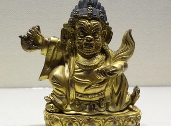 5"Old Tibet Buddhist Pure Bronze 24K Gold Stand Vajrapani Mahakala Buddha Statue
5"Old Tibet Buddhist Pure Bronze 24K Gold Stand Vajrapani Mahakala Buddha Statue