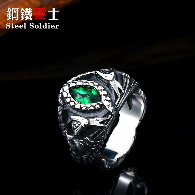 Steel soldier the ring the Balah popular fashion snake with green stone power stainless steel man religion jewelry
Steel soldier the ring the Balah popular fashion snake with green stone power stainless steel man religion jewelry