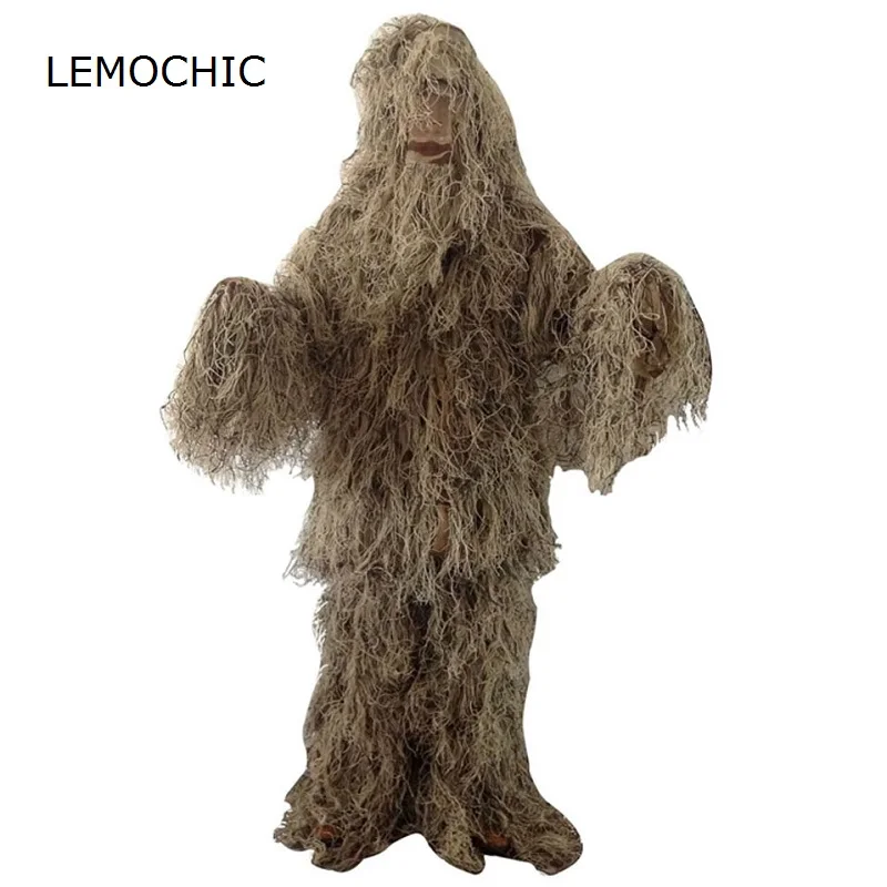 LEMOCHIC пустынный камуфляж ghillie Одежда тактический военный костюм Боевая охотничья
