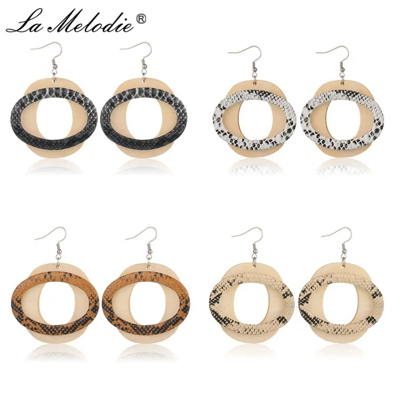 New Design Snakeskin Pattern Long Drop Earrings For Women Geometric Oval Round Wood Pendant Earrings Female Girl Wedding Jewelry
New Design Snakeskin Pattern Long Drop Earrings For Women Geometric Oval Round Wood Pendant Earrings Female Girl Wedding Jewelry