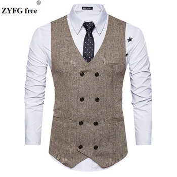 New fashion men's casual suit vest douber breaseted Vintage design vest Cashmere Blends solid color Vest Tops
New fashion men's casual suit vest douber breaseted Vintage design vest Cashmere Blends solid color Vest Tops