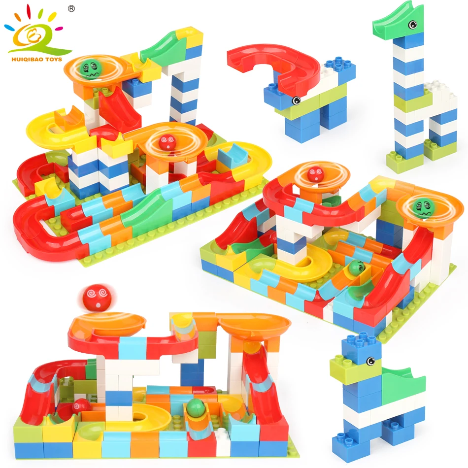 HUIQIBAO TOYS 104pcs Race Run Maze Ball Track Big Size Building Blocks For Kids Compatible Duploed set Construction Brick
HUIQIBAO TOYS 104pcs Race Run Maze Ball Track Big Size Building Blocks For Kids Compatible Duploed set Construction Brick
