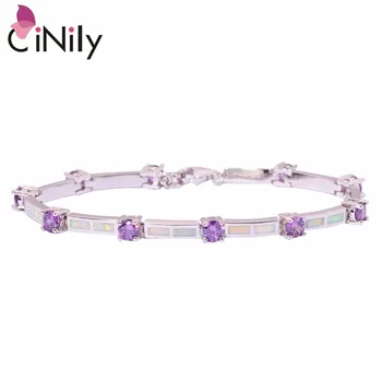 CiNily Created White Fire Opal Purple Stone Silver Plated Wholesale Hot Sell Jewelry for Women Chain Bracelet 7 1/4" OS437 
CiNily Created White Fire Opal Purple Stone Silver Plated Wholesale Hot Sell Jewelry for Women Chain Bracelet 7 1/4" OS437