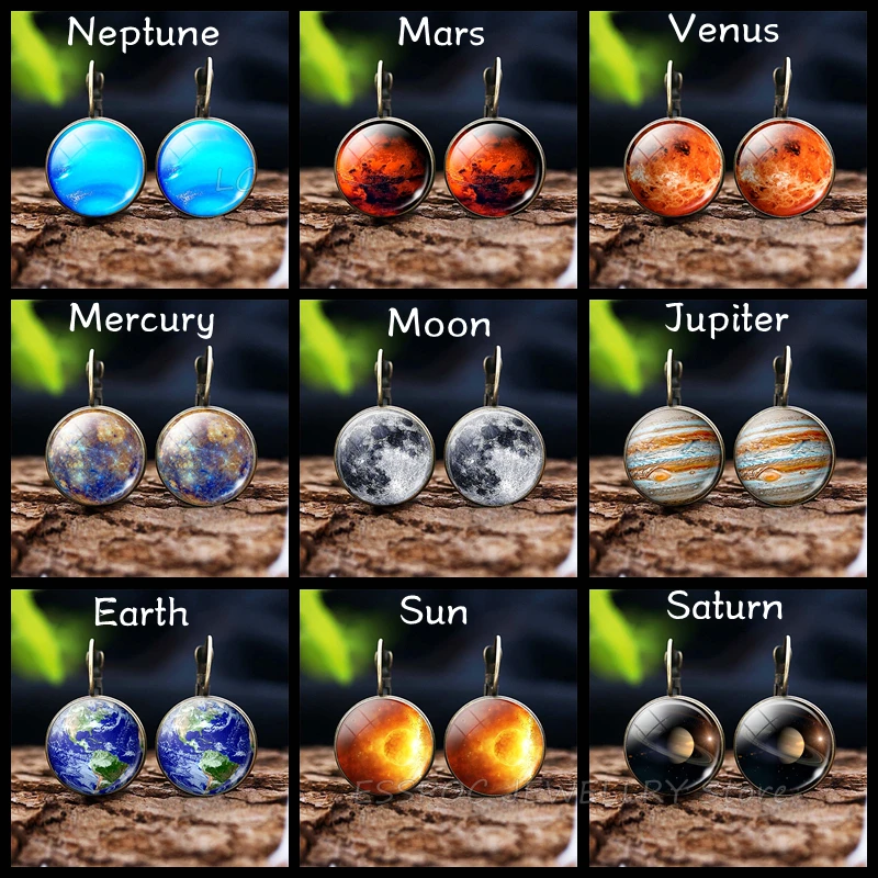 Fashion France Earring Solar System Planet Stud Earrings 16 MM Glass Cabochon Jewelry Moon Bronze Delicate Ear Hook Women Gift
Fashion France Earring Solar System Planet Stud Earrings 16 MM Glass Cabochon Jewelry Moon Bronze Delicate Ear Hook Women Gift