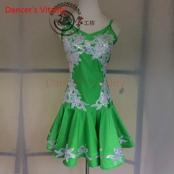 Dancer's Vitality New Brand Embroidered Double V Opening Latin Dance Dress Women Samba Salsa Tango Dress For Vestido De Festa 
Dancer's Vitality New Brand Embroidered Double V Opening Latin Dance Dress Women Samba Salsa Tango Dress For Vestido De Festa