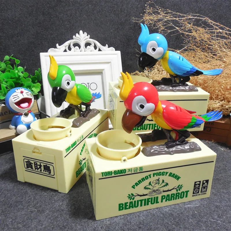 Creative 1Piece Lovely Parrot Coin Bank Stealing Money My Parrot Piggy Bank Saving Money Box Robotic Bird Money Pot Gifts
Creative 1Piece Lovely Parrot Coin Bank Stealing Money My Parrot Piggy Bank Saving Money Box Robotic Bird Money Pot Gifts