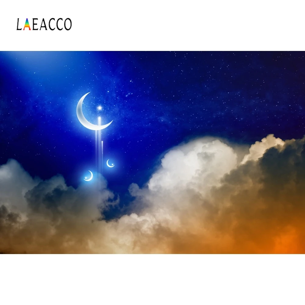 Laeacco фонарь полумесяц постящий мусульманский фон для фотосъемки настраиваемый