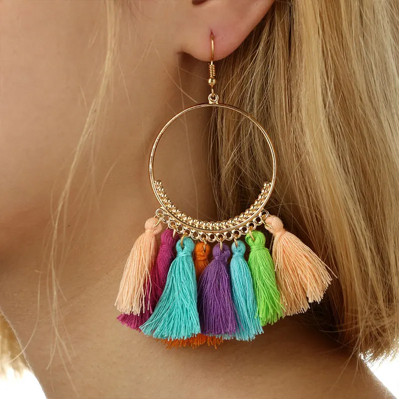 Bohemian Ethnic Big Tassel Earrings Fringed Circle Ring Dangle Drop Earring Ear Jewelry For Women
Bohemian Ethnic Big Tassel Earrings Fringed Circle Ring Dangle Drop Earring Ear Jewelry For Women