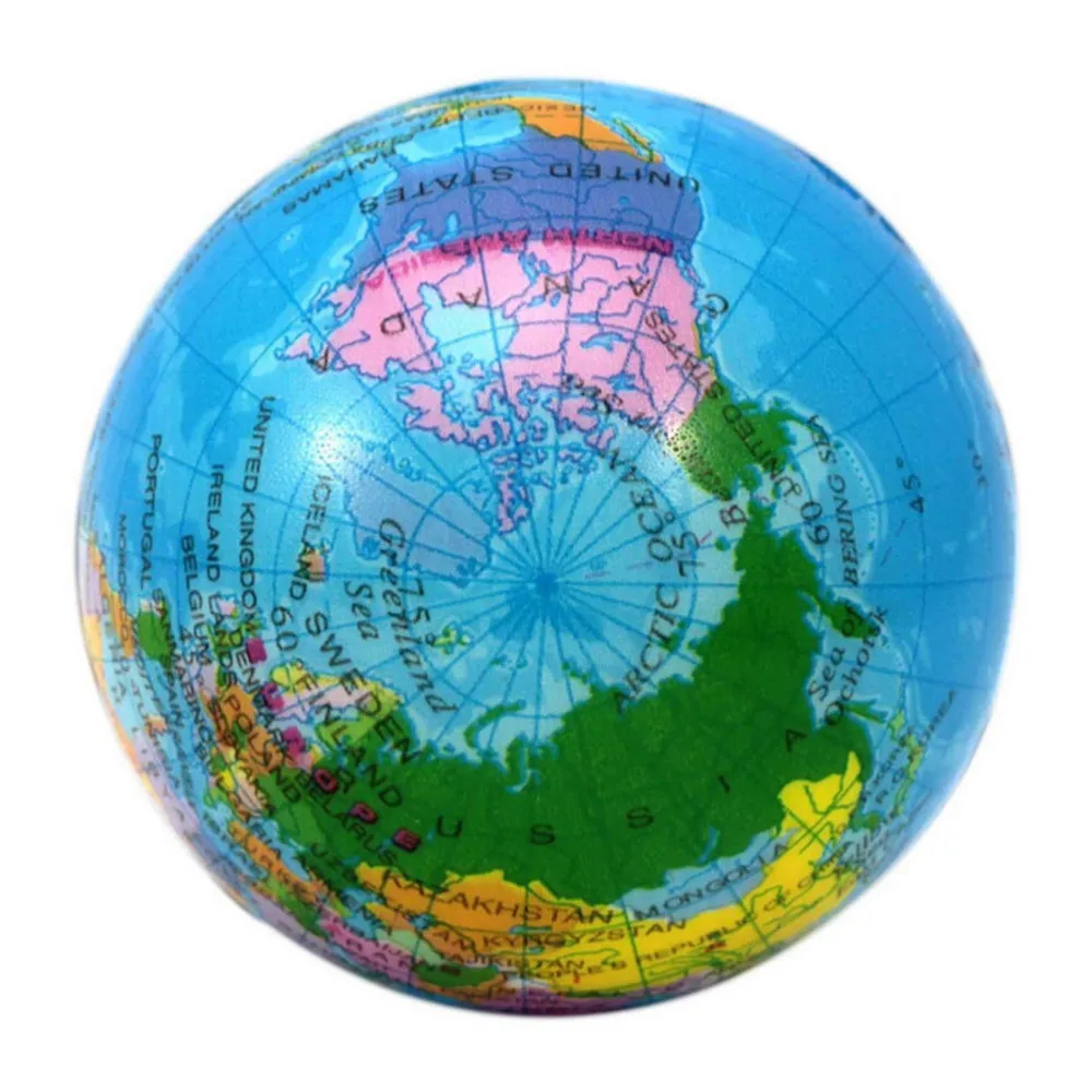 Foam World Map Earth Globe Stress Relief Bouncy Beach Ball Atlas Geography Toy 