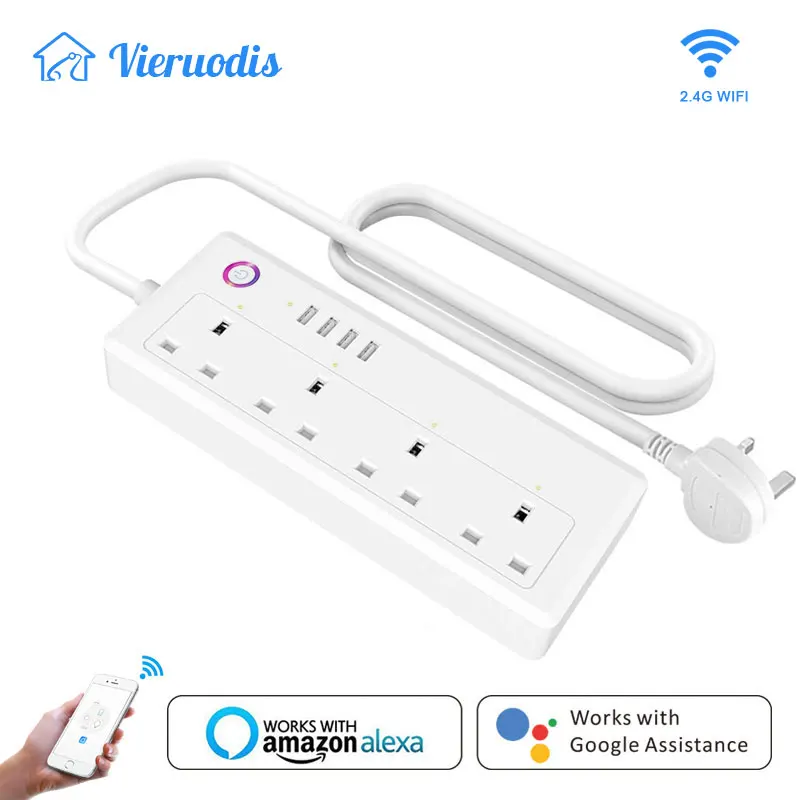 UK WiFi Smart Socket Plug Surge Protector Voice Timer Individually Control 4 Outlets Smart Power Strip for Alexa Google Home Hot
UK WiFi Smart Socket Plug Surge Protector Voice Timer Individually Control 4 Outlets Smart Power Strip for Alexa Google Home Hot