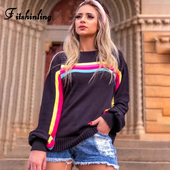Fitshinling Rainbow Stripe Winter Sweater Women Clothing 2019 Long Sleeve Pullovers Sweaters Knitwear Holiday Jumper Pull Femme
Fitshinling Rainbow Stripe Winter Sweater Women Clothing 2019 Long Sleeve Pullovers Sweaters Knitwear Holiday Jumper Pull Femme