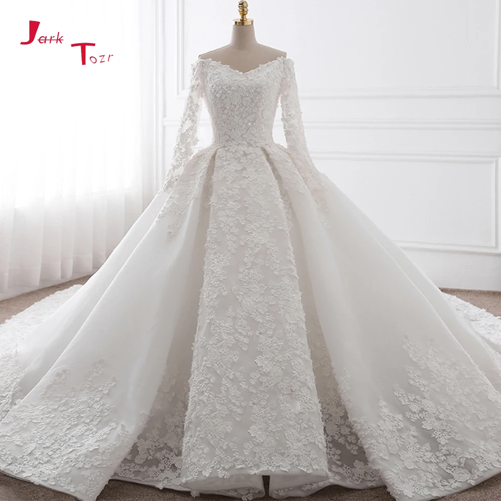 Jark Tozr V-neck Sexy Backless Full Sleeve Beading Sequins Chapel Train Gorgeous Ball Gown Wedding Dress Plus Size 2019 Mariage
Jark Tozr V-neck Sexy Backless Full Sleeve Beading Sequins Chapel Train Gorgeous Ball Gown Wedding Dress Plus Size 2019 Mariage