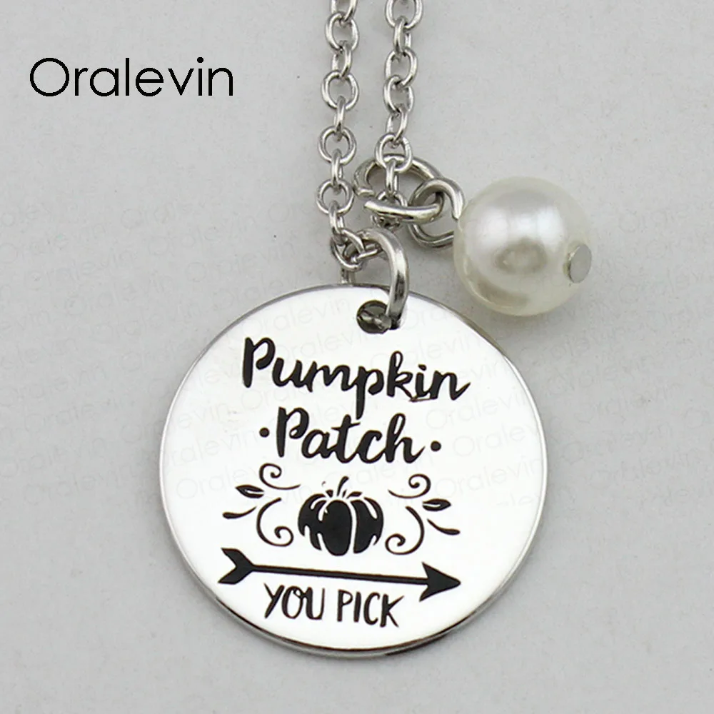 PUMPKIN PATCH YOU PICK Inspirational Hand Stamped Engraved Charm Custom Pendant Necklace Silver Color Jewelry 10Pcs/Lot #LN2409 | Украшения
