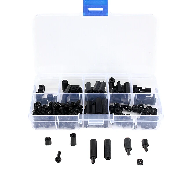 Durable 160pcs M3 Nylon Black M-F Hex Spacers Screw Nut Assortment Kit Stand-off Set Hot Sale
Durable 160pcs M3 Nylon Black M-F Hex Spacers Screw Nut Assortment Kit Stand-off Set Hot Sale