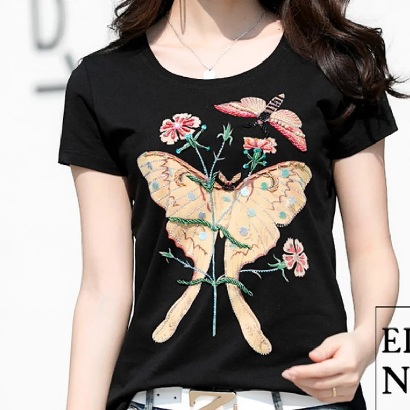 4XL Hand beading diamond Poleras Mujer 2019 Summer Tshirt Womens bead Lady T Shirt rhinestone T-Shirts Woman top Vetement Femme
4XL Hand beading diamond Poleras Mujer 2019 Summer Tshirt Womens bead Lady T Shirt rhinestone T-Shirts Woman top Vetement Femme