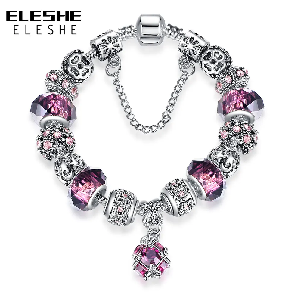 ELESHE European Style Vintage Silver Crystal Charm Bracelet for Women Original DIY Brand Bracelet Fashion Jewelry Gift
ELESHE European Style Vintage Silver Crystal Charm Bracelet for Women Original DIY Brand Bracelet Fashion Jewelry Gift