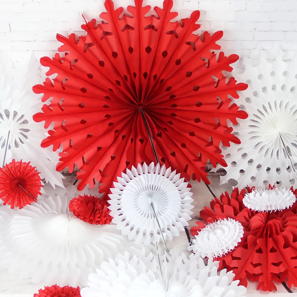 Set of 12 Red White Snowflake Paper Fans Rosette Tissue Pinwheels Paper Fans Birthday Wedding Party Space Decorations
Set of 12 Red White Snowflake Paper Fans Rosette Tissue Pinwheels Paper Fans Birthday Wedding Party Space Decorations