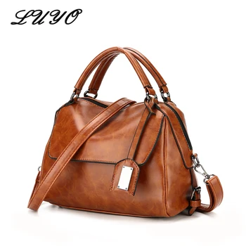 

LUYO Fashion Patent Leather OL Women Messenger Shoulder Bags Tote Bag Female Pochette Ladies Handbags Femmes Sac Brown Hobo