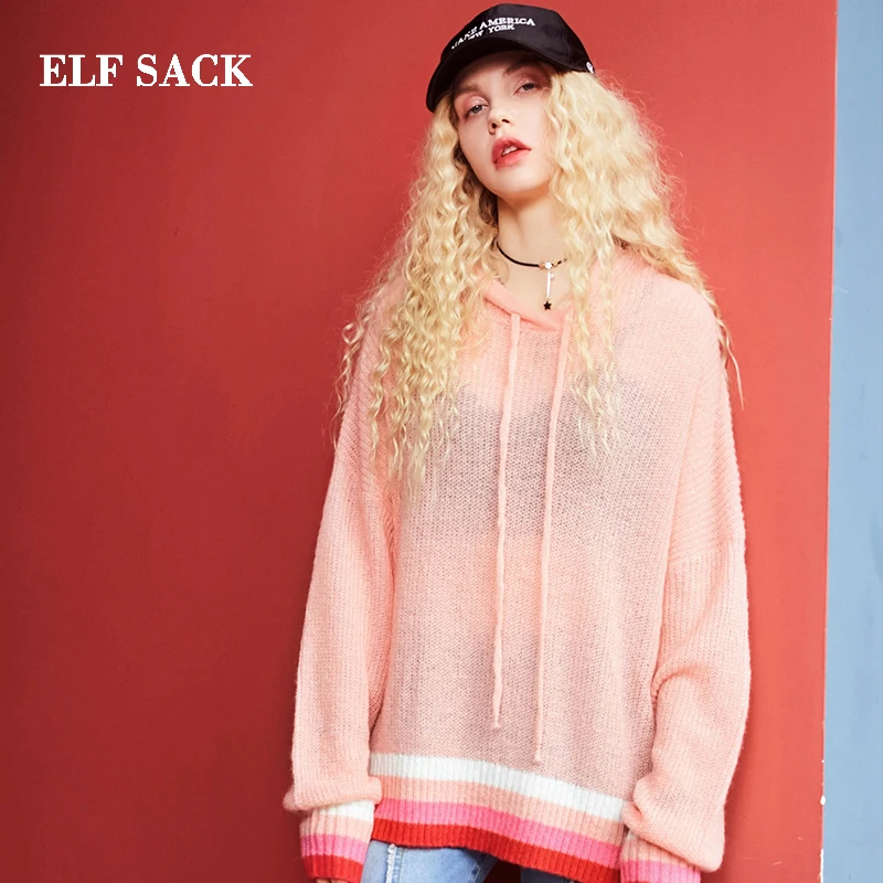 ELF SACK Autumn New Woman Sweater Casual Hand Knitted Hooded Woman Pullovers Striped Harajuku Female Femme Sweaters Pullover
ELF SACK Autumn New Woman Sweater Casual Hand Knitted Hooded Woman Pullovers Striped Harajuku Female Femme Sweaters Pullover