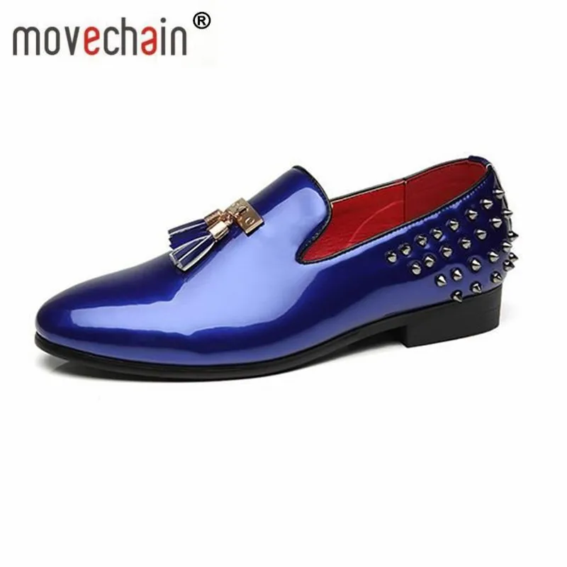 

movechain Men's Casual Party Wedding Shoes Fashion Tassels Rivets Moccasins Spikes Man Driving Loafers Mens Flats Sizes EU 38-48