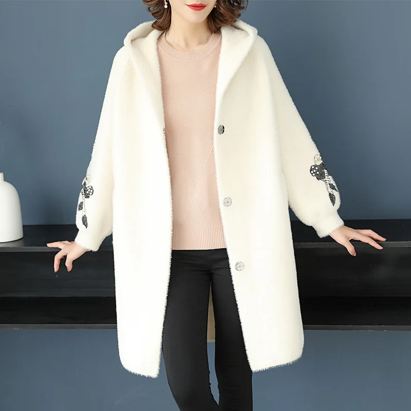 Velvet Sweater Cardigan Women's Autumn Long Hooded Loose Shawl Sweater Solid Color Warm Patchwork Mujer Outwear Tops MZ3247
Velvet Sweater Cardigan Women's Autumn Long Hooded Loose Shawl Sweater Solid Color Warm Patchwork Mujer Outwear Tops MZ3247